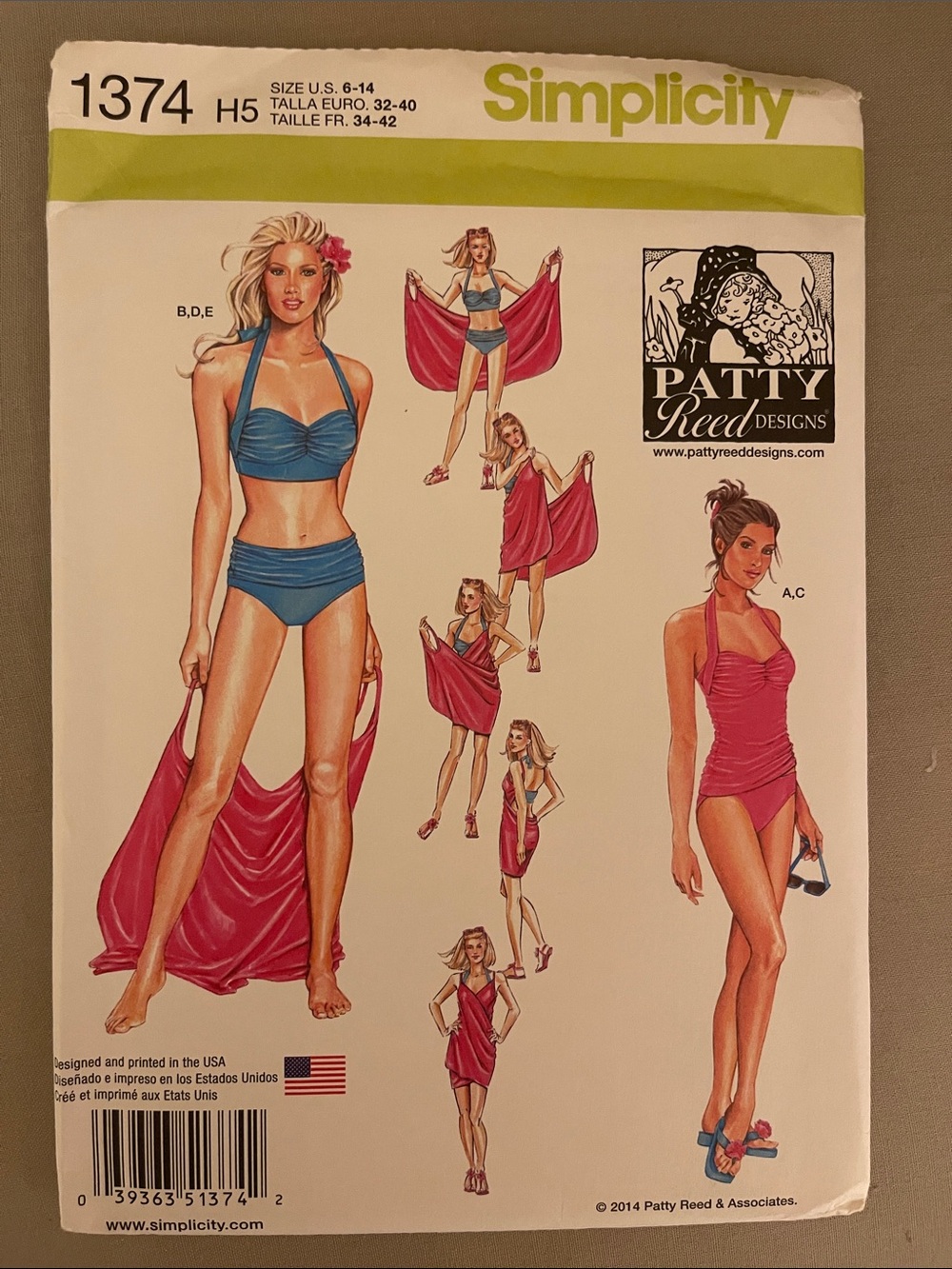 Simplicity Patty Reed Ruched One-Piece & Bikini Swimwear Pattern